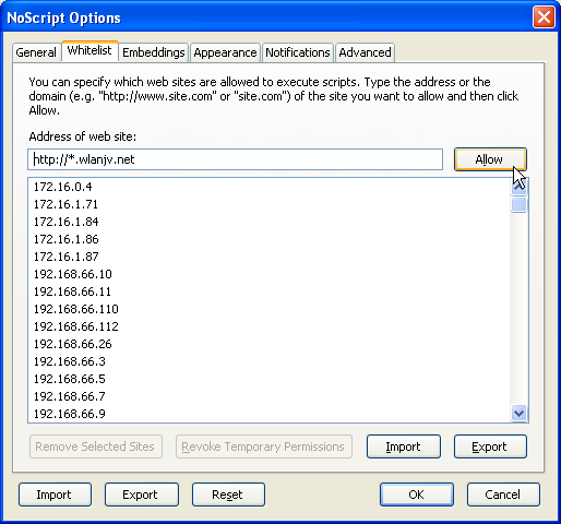 Firefox NoScript Options