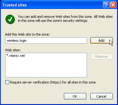 Internet Explorer Trusted Sites