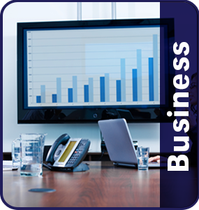 Business Internet Service button depicting a large screen with a graph displayed